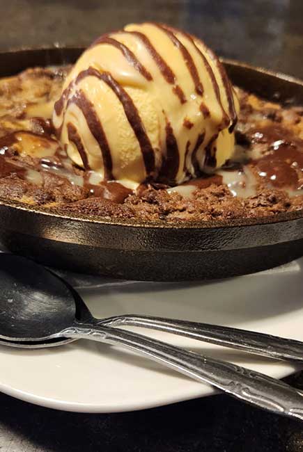 Cookie dessert brownie served at The Hideout restaurant and bar in Stacy, MN